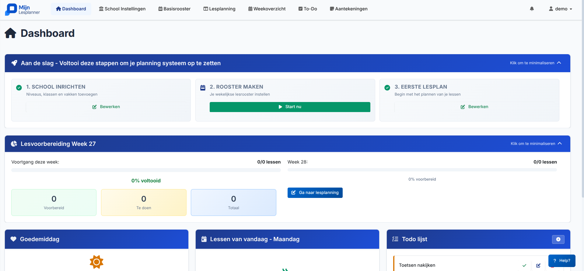 Mijn Lesplanner Dashboard Screenshot